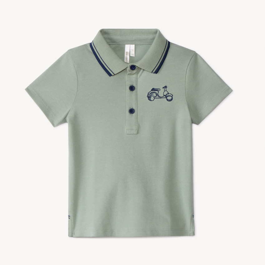 Polo manches courtes brodé scooter pour bébé garçon 