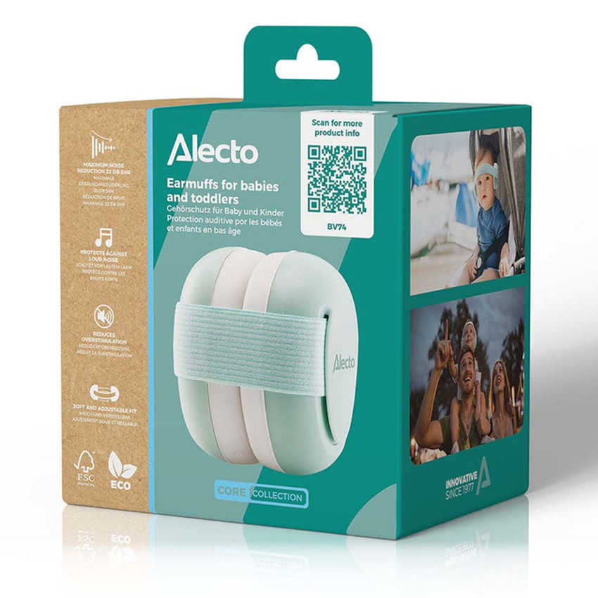Protection auditive BV74 pour bébés et tout-petits Blanc/Menthe Verte  