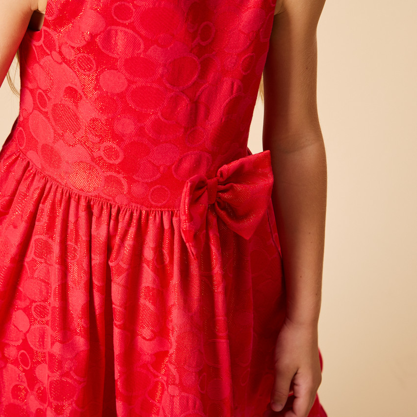 Mouwloze feestjurk met iriserende jacquardmotieven voor meisjes 