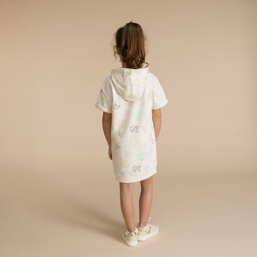Robe molleton à capuche imprimé fantaisie pour fille 