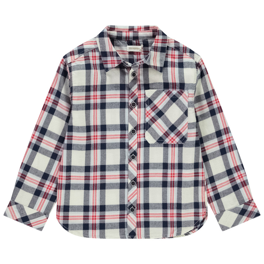 Chemise manches longues à carreaux en flanelle pour garçon 