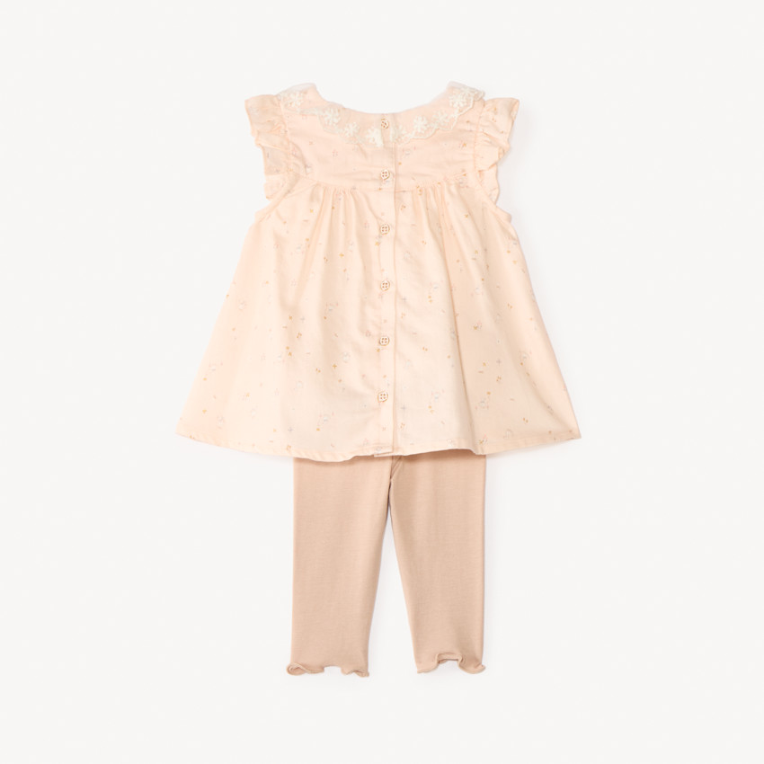 Ensemble 2 pièces tunique + caleçon bucolique pour bébé fille 
