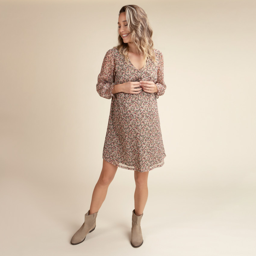 Robe de grossesse et d'allaitement imprimé fleuri 