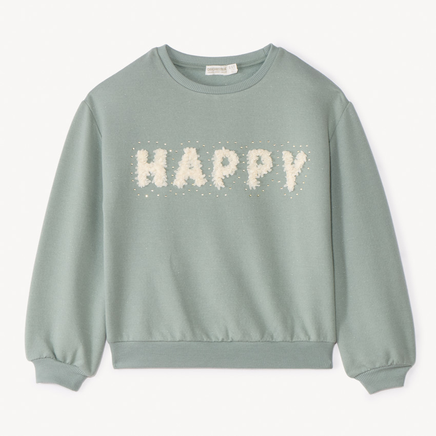 Oversized sweat met 3D bloembreiselpatroon voor meisjes 