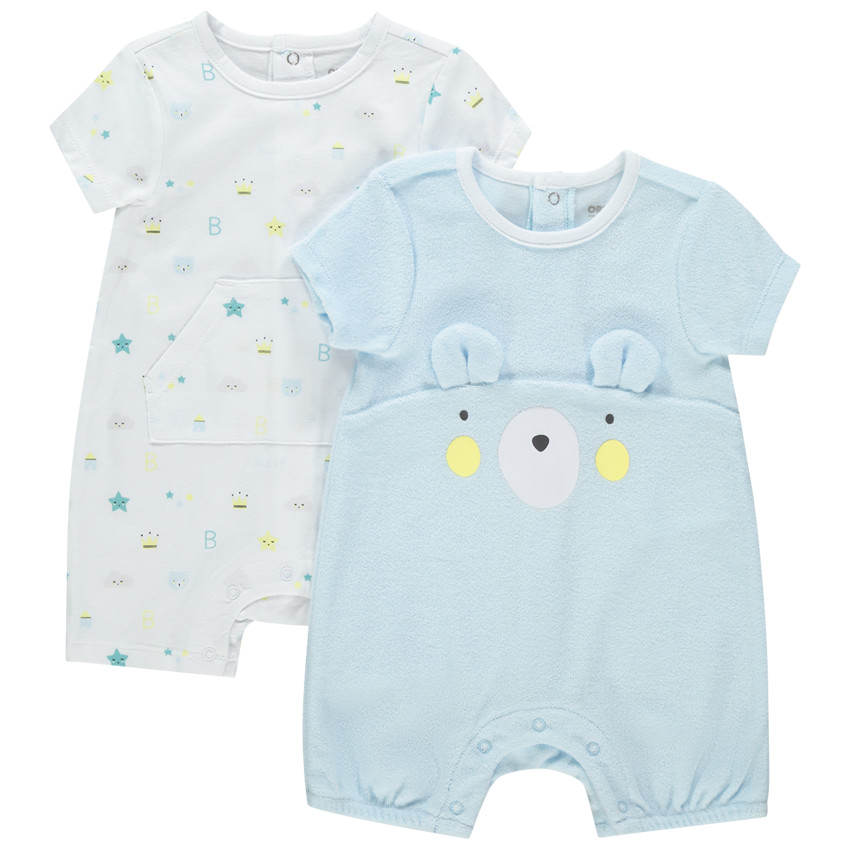 Lot de 2 combinaisons courtes à motifs oursons 