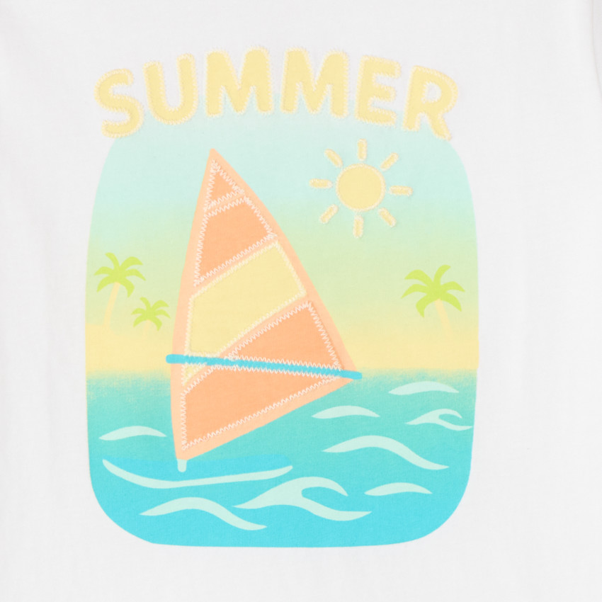 T-shirt manches courtes uni print estival fantaisie garçon 