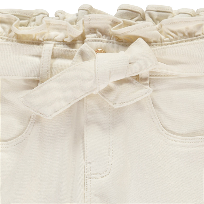 Jean paperbag uni avec ceinture à nouer pour fille  