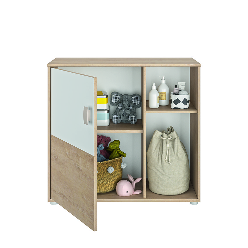 Armoire 1 porte Emma - chêne blond et blanc 