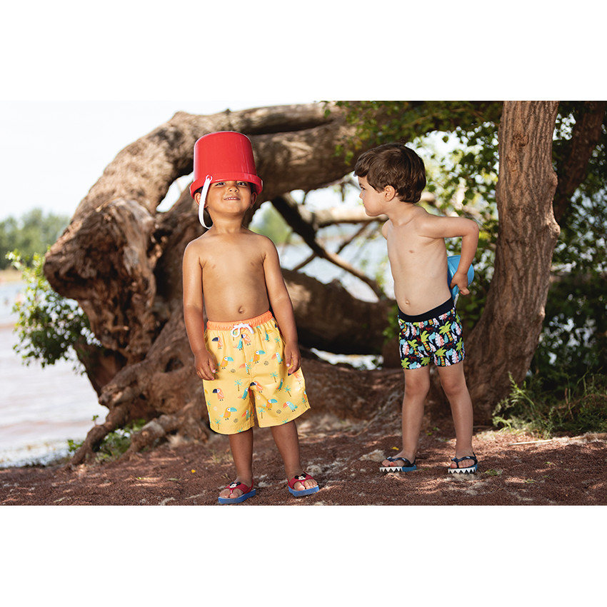 Short de bain imprimé toucans/palmiers pour bébé garçon 
