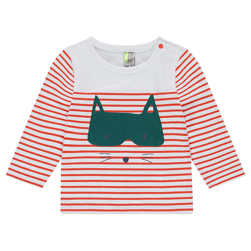 Marinière en jersey rayée avec animal en feutrine printé 