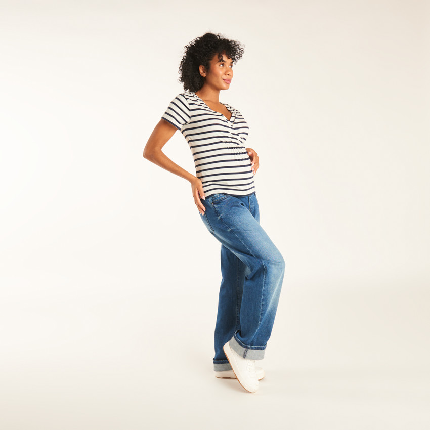 T-shirt marinière de grossesse et d'allaitement manches courtes 