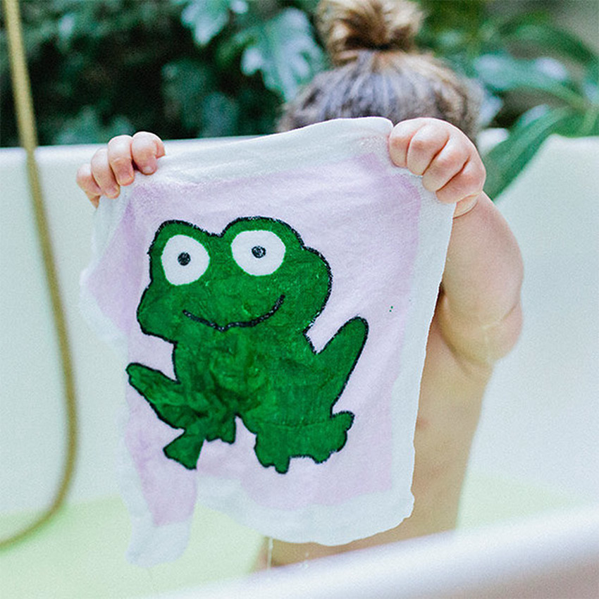 Serviette de bain comprimée 30 x 30 cm grenouille 