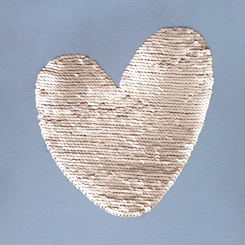 Fleece sweatshirt met hart van pailletten voor meisjes 