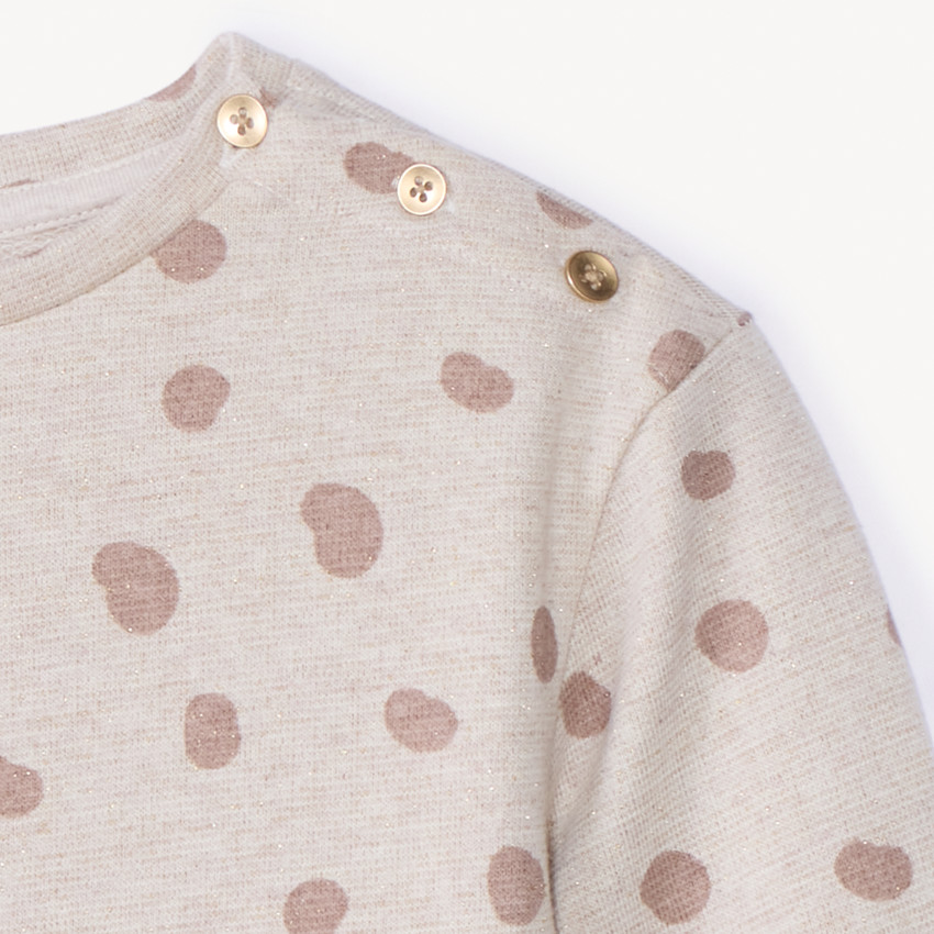 Sweat molleton imprimé pois et scintillant pour bébé fille 