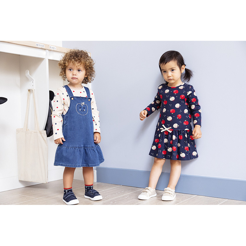 Robe manches longues imprimé pommes pour bébé fille 