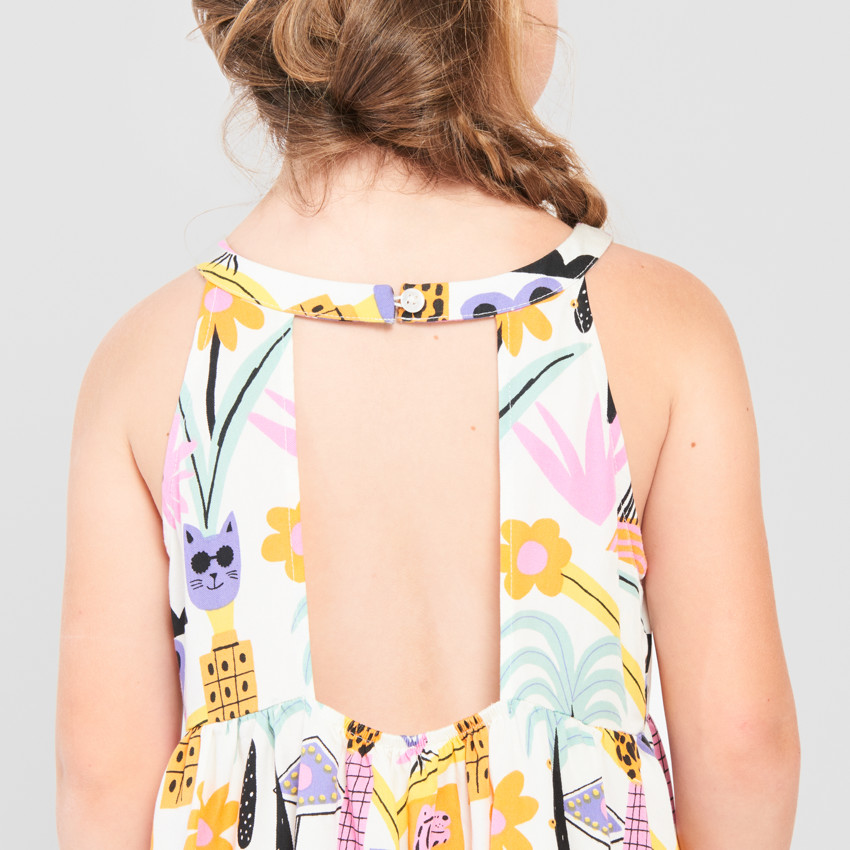 Robe longue imprimée à bretelles pour fille 