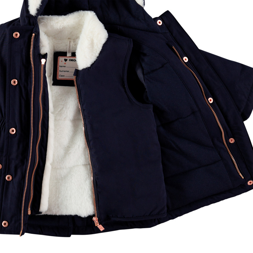 2-in-1-parka met sherpa voering en zakken voor baby meisjes. 