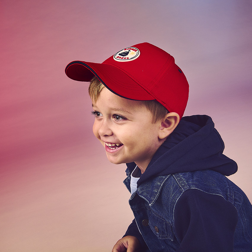 Jas van twee materialen met kap voor jongen van baby 