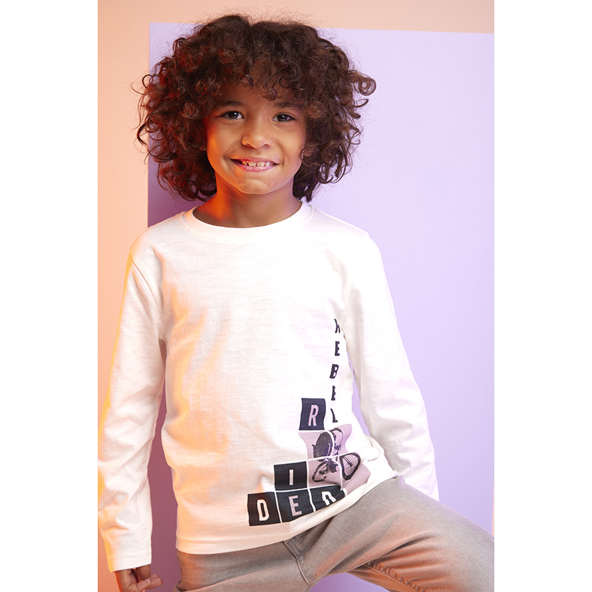 Langarm T-shirt in jersey met print voor jongens 
