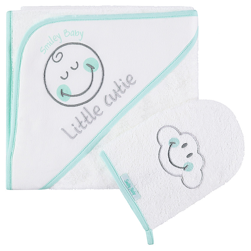 Set de bain avec cape et gant de toilette Smiley Boy 