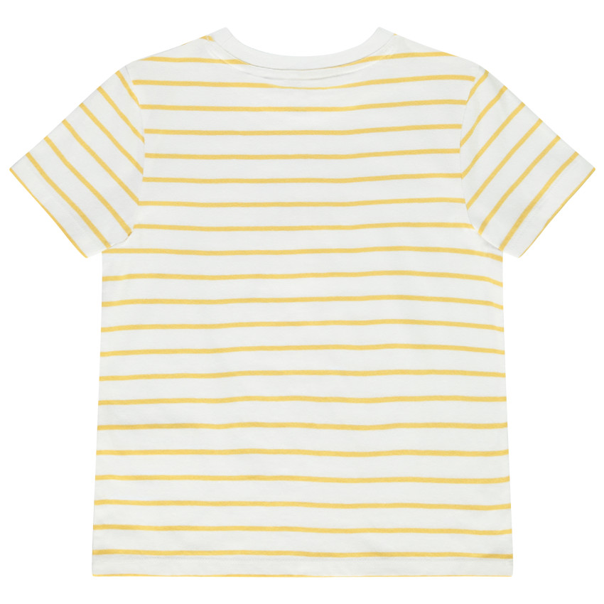 T-shirt met korte mouwen in strepen met fantasieprint voor jongen 