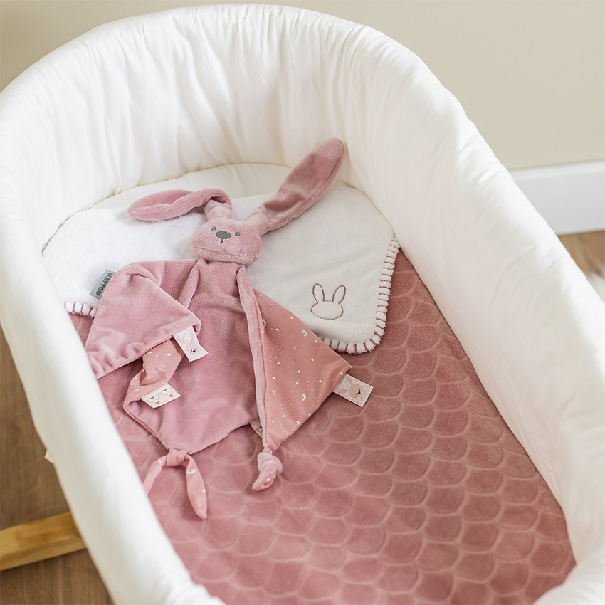 Doudou maxi lapin Lapidou rose à motif phosphorescent  