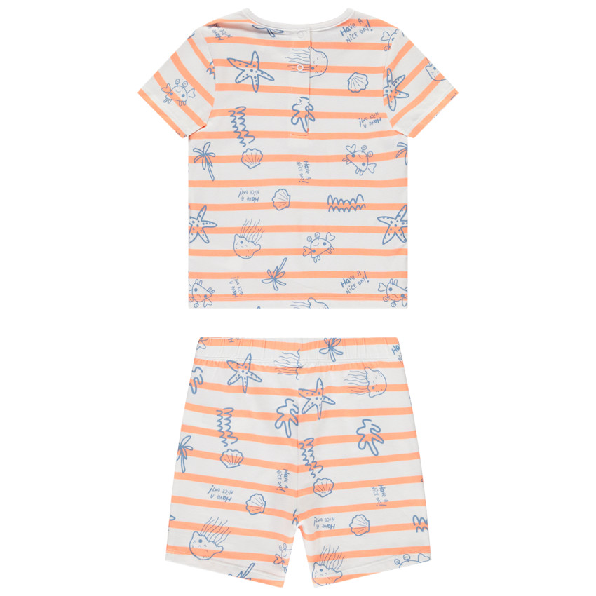 Set van korte gestreepte pyjama met maritiem print voor baby jongen 