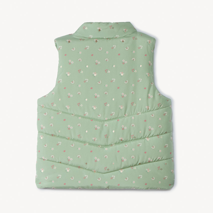Mouwloze donsjas van canvas met bloemenprint voor babymeisje 