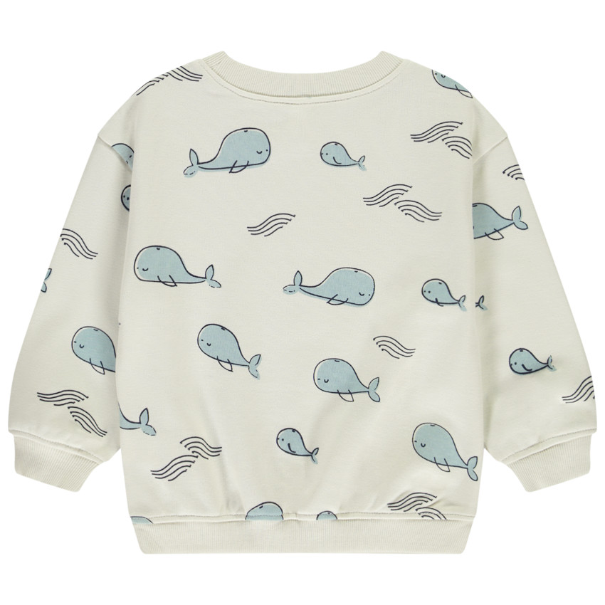 Oversize fleece sweatshirt met walvissen voor jongen 