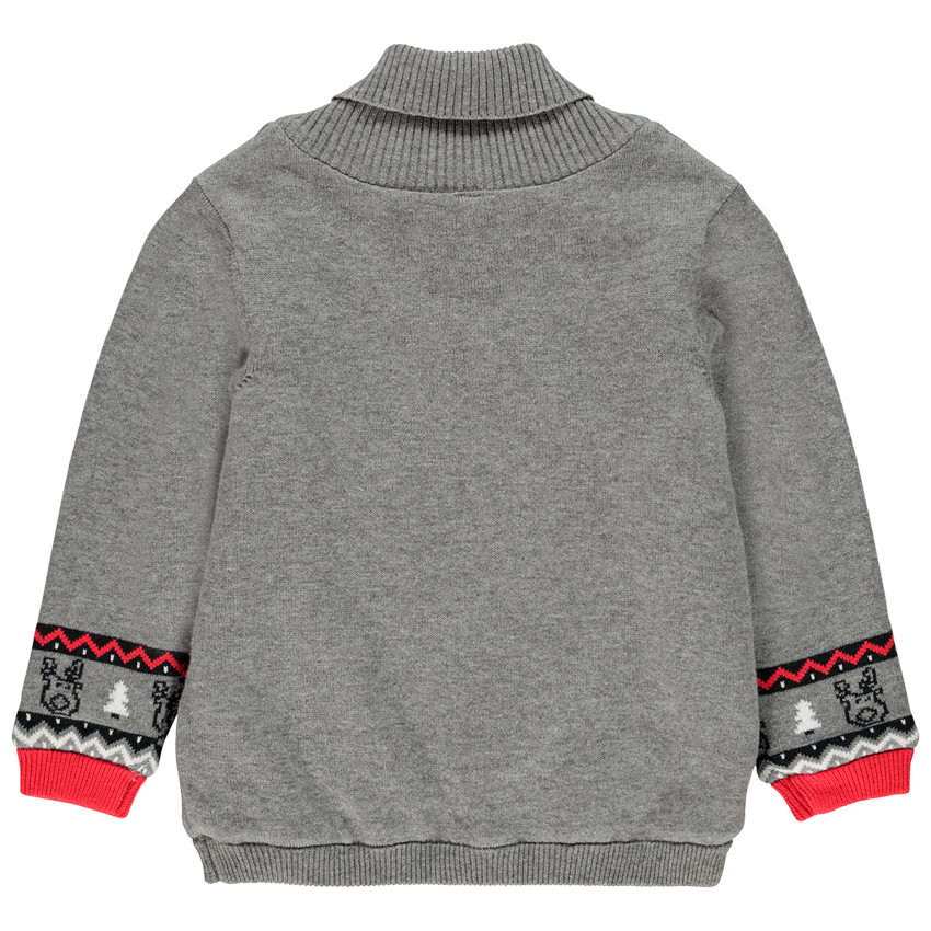 Kersttrui in gevoerd tricot met elandmotief, voor babyjongens 
