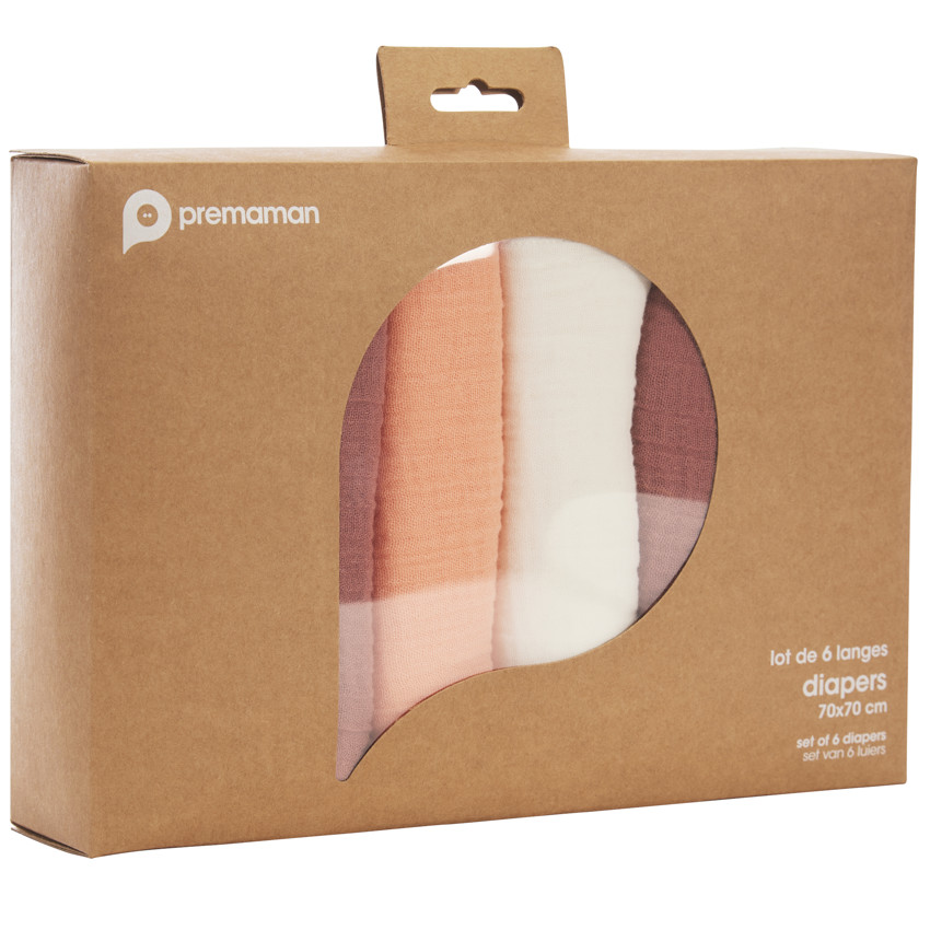 Lot de 6 langes en coton 70 x 70 cm 