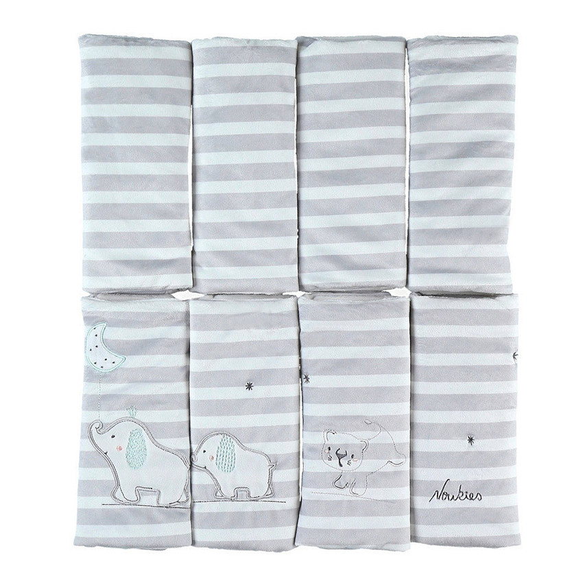 Bed- en parkbeschermers Anna & Milo - grijs met strepen 