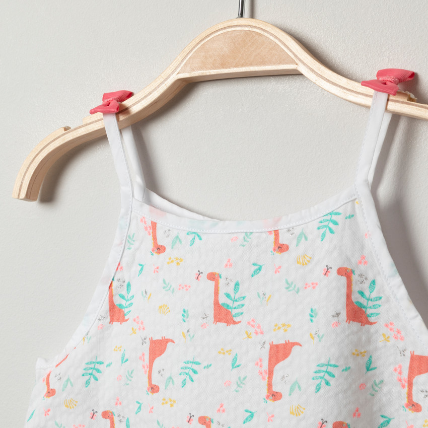 Robe à fines bretelles à dinosaures imprimés all-over 