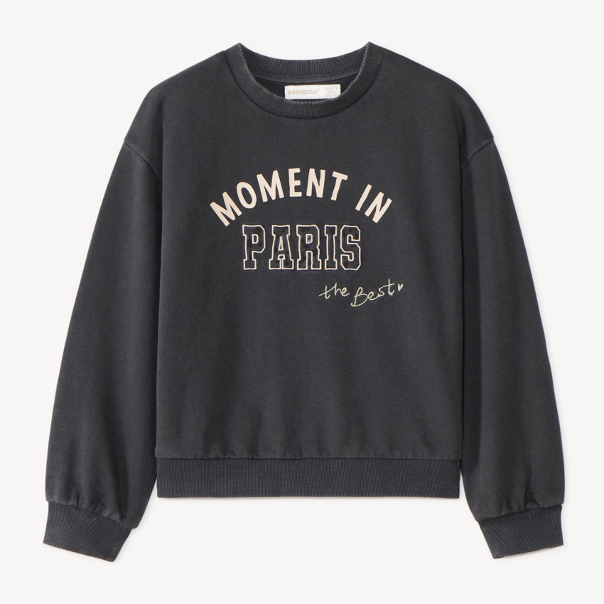 Sweat oversize molleton fille broderie fantaisie 