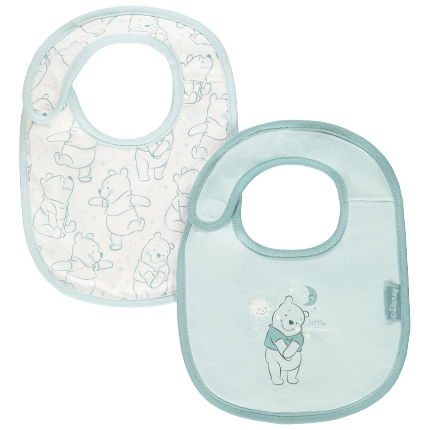 Lot de 2 bavoirs en coton print Winnie l'Ourson Disney pour bébé garçon 