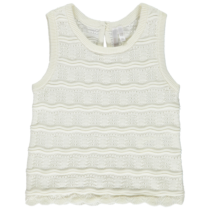 Débardeur uni en maille ajourée pour bébé fille 