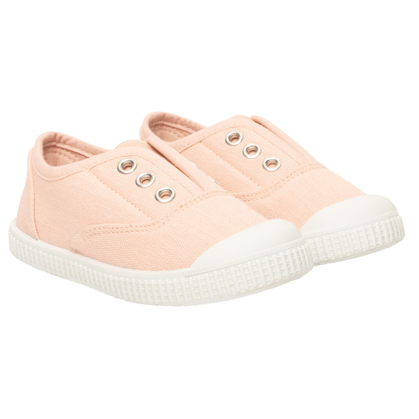 Baskets basses en toile sans lacets - Nude 