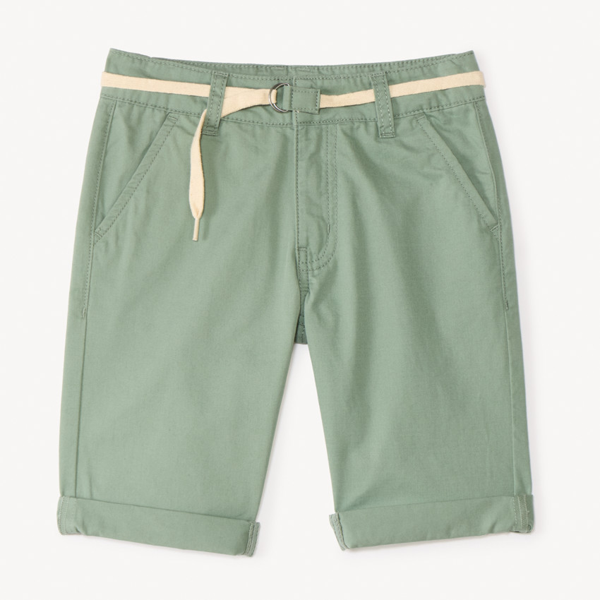 Bermuda uni en toile avec ceinture lacet garçon 