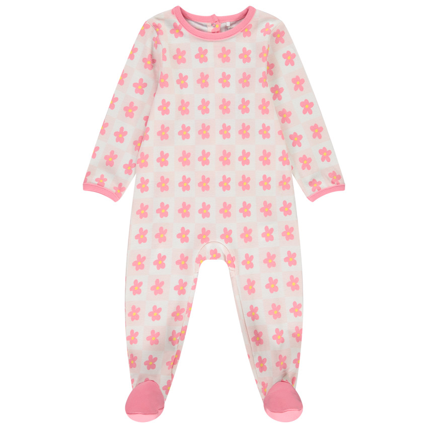 Dors-bien imprimé damier/floral pour bébé fille avec ouvertures différentes selon l'âge 