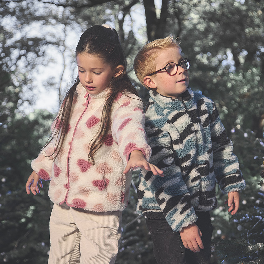 Veste en sherpa imprimé cœurs pour fille 