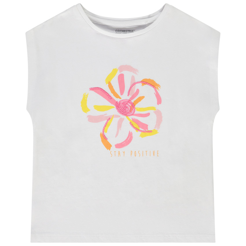 T-shirt korte mouwen met cording patroon voor meisjes 