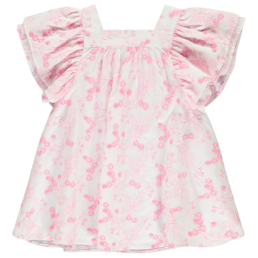 Robe manches courtes en broderie anglaise pour bébé fille 