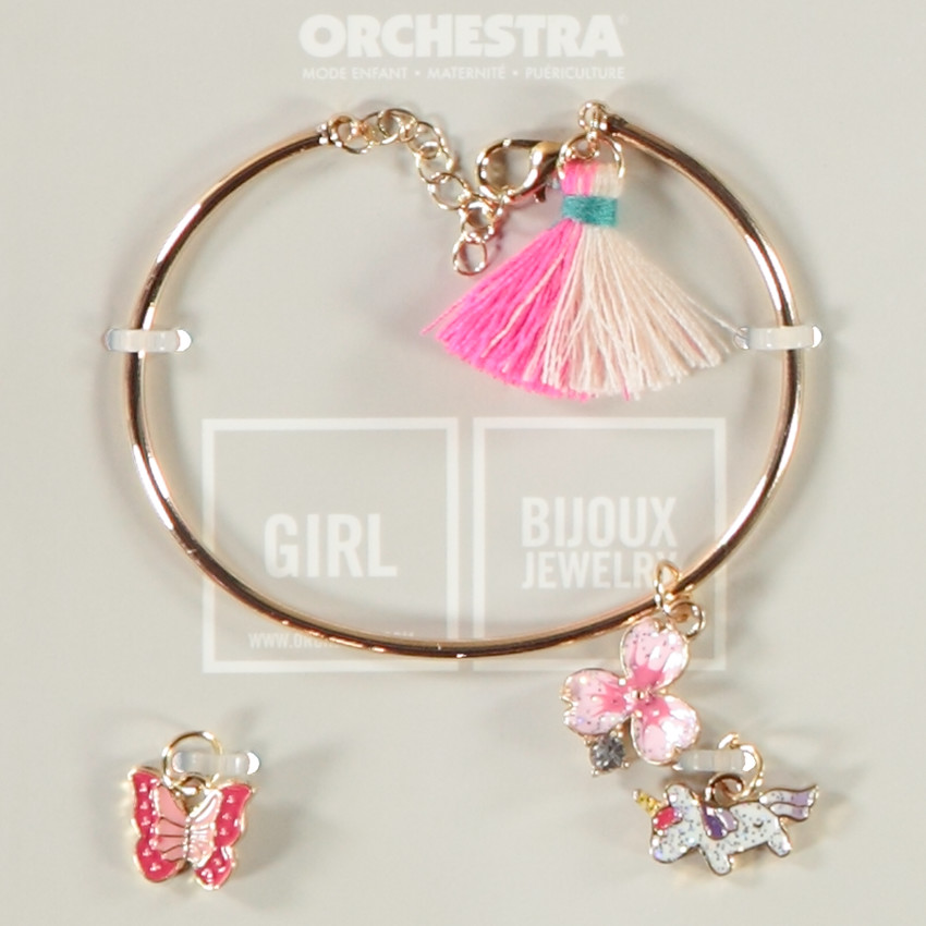 Set van armband + 3 glinsterende charms voor meisjes 