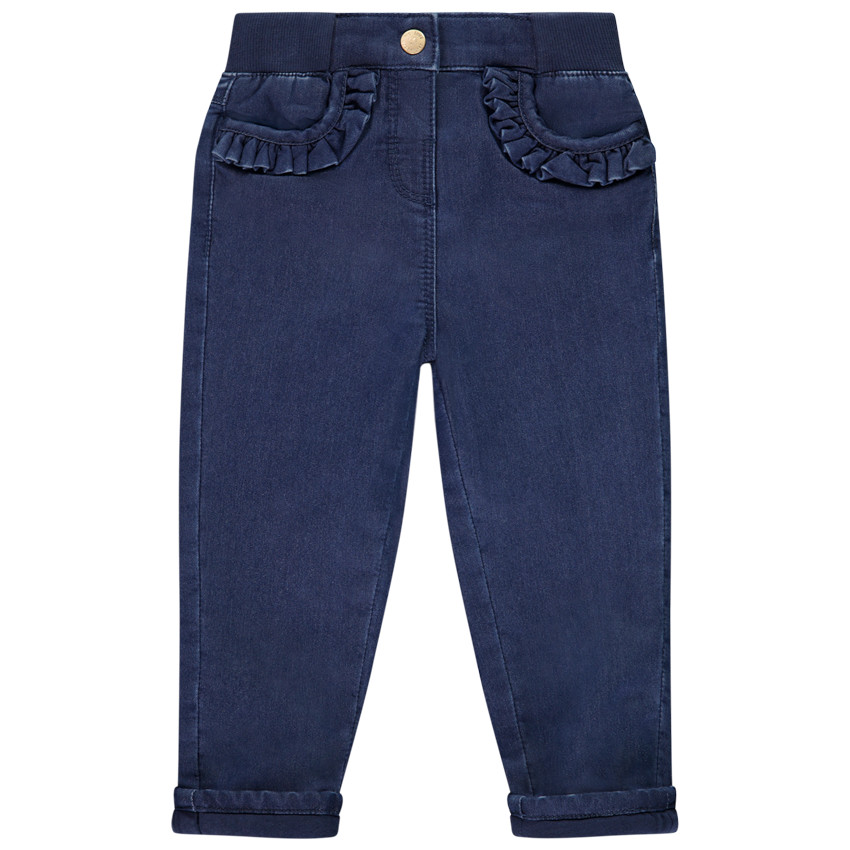 Jeans met volant aan de zakken voor meisjes 