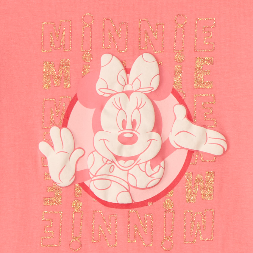 T-shirt manches courtes print à paillettes Minnie Disney pour fille 