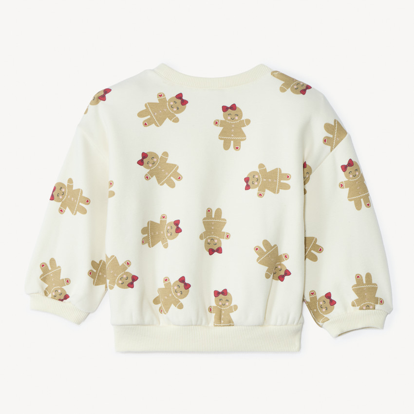 Sweat oversize imprimé biscuits de Noël pour bébé fille 