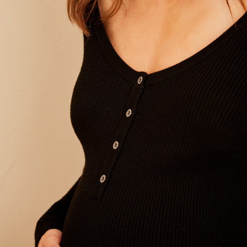 Jurk in ribgebreid voor vrouwen 