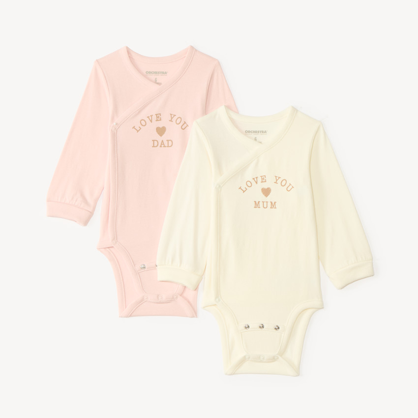Set van 2 evoluerende lange mouw bodies voor babymeisjes 