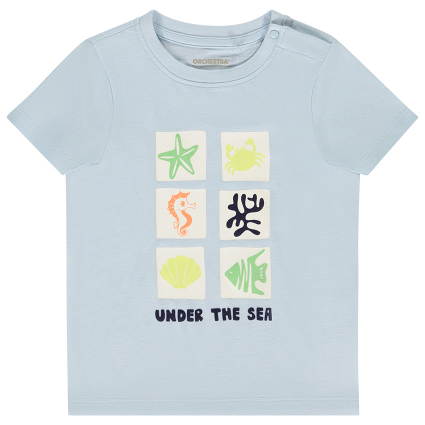 T-shirt manches courtes uni avec print marin pour bébé garçon 