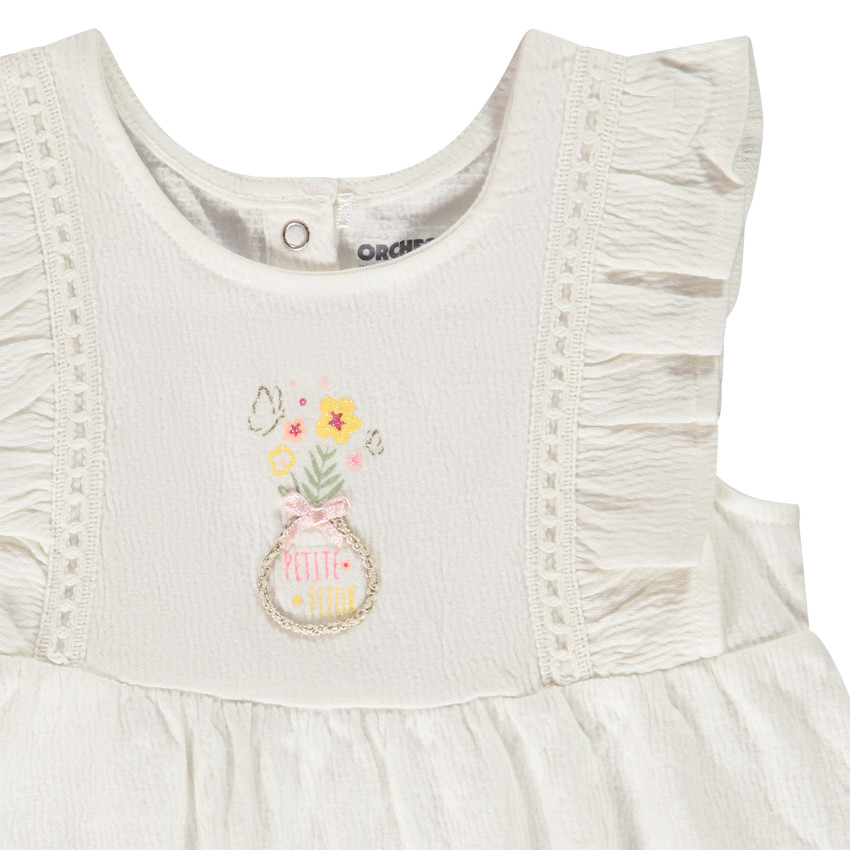 Set in jersey tuniek geborduurd + legging voor baby meisje 